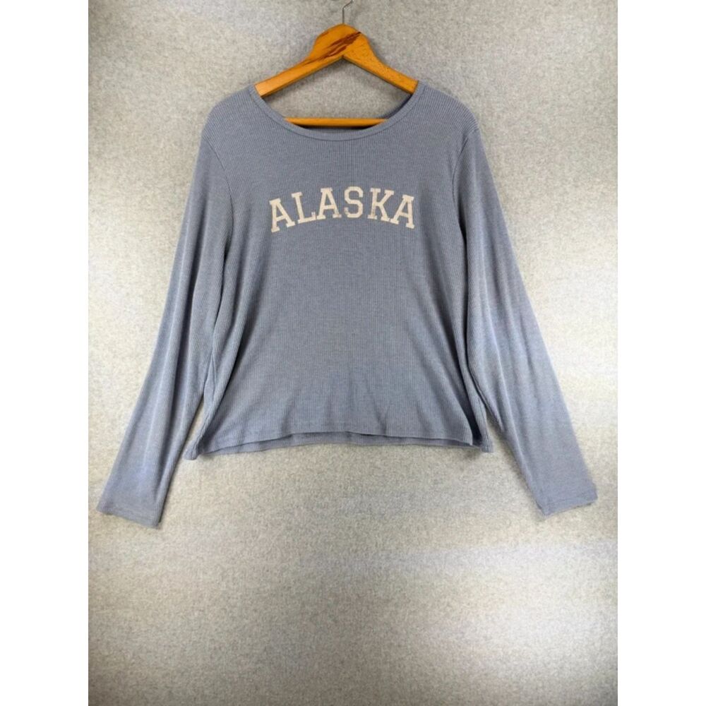 Pink Republic Alaska Blue Waffle Knit Thermal Long Sleeve Top 2X 3760